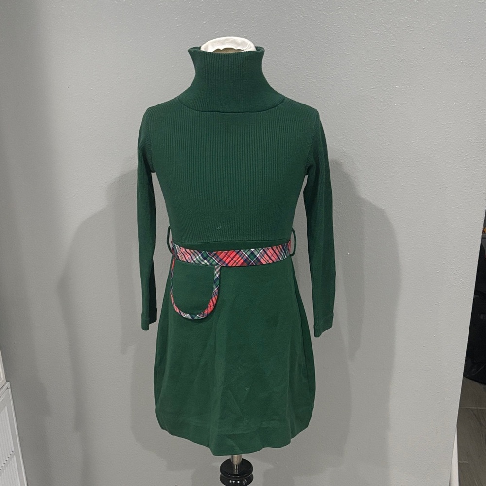 Florence Eiseman Green Formal Kids Dress with Plaid Accent